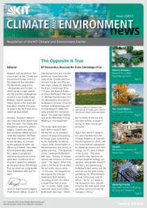 Issue 2|2013  and climate environment Newsletter of the KIT Climate and Environment Center