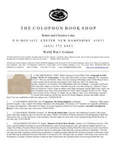 THE COLOPHON BOOK SHOP Robert and Christine Liska P. O. B O XEXETER