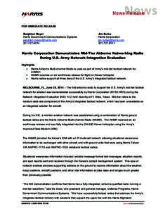 FOR IMMEDIATE RELEASE Sleighton Meyer Harris Government Communications Systems [removed[removed]