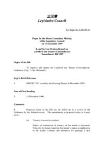 立法會 Legislative Council LC Paper No. LS41[removed]Paper for the House Committee Meeting of the Legislative Council