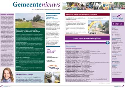 Gemeentenieuws Dit is een publicatie van het gemeentebestuur van Oisterwijk Hanneke Oerlemans  Stremming Brug