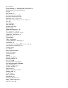 Account Name Advanced Material & Manufacturing Technologies, LLC AeA/American Electronics Association Aerotek Alice Heiman, LLC Arch Business/Health Benefits