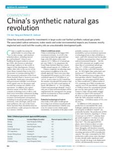 opinion & comment  COMMENTARY: China’s synthetic natural gas revolution