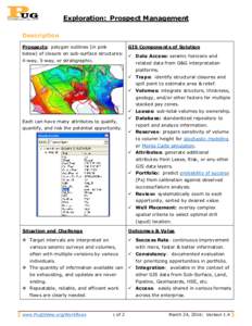 Exploration: Prospect Management Description Prospects: polygon outlines (in pink GIS Components of Solution