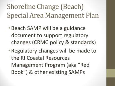 Shoreline Change  Special Area Management Plan