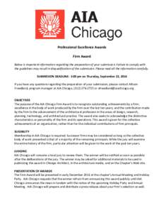 AIA CHICAGO DESIGN EXCELLENCE AWARDS PROGRAM