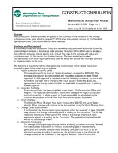 CONSTRUCTION BULLETIN State Construction Office Engineering and Regional Operations Modifications to Change Order Process Bulletin #2015-01R1, Page 1 of 3