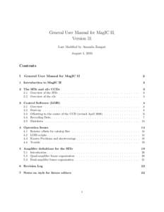 General User Manual for MagIC II, Version 31 Last Modified by Amanda Zangari August 4, 2010  Contents