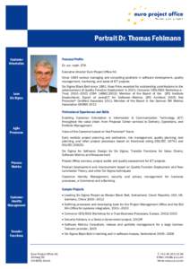 Portrait Dr. Thomas Fehlmann Personal Profile Customer Orientation