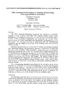 ACM SIGSOFT SOFTWARE ENGINEERING NOTES vol 11 no 5 Oct 1988 Page 83 NRL Invitational Workshop Two Approaches