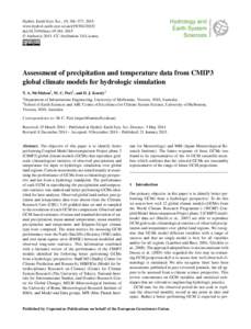 Hydrol. Earth Syst. Sci., 19, 361–377, 2015 www.hydrol-earth-syst-sci.net[removed]doi:[removed]hess[removed] © Author(s[removed]CC Attribution 3.0 License.  Assessment of precipitation and temperature data from 