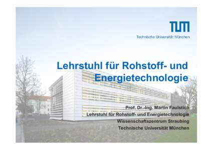 Technische Universität München  Lehrstuhl für Rohstoff- und Energietechnologie Prof. Dr.-Ing. Martin Faulstich Lehrstuhl für Rohstoff- und Energietechnologie