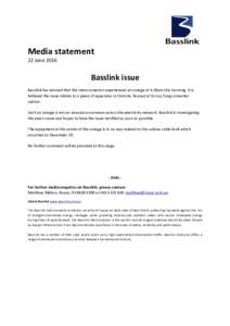    Media	
  statement	
   22	
  June	
  2016	
  	
   	
  