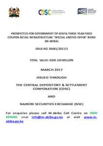 PROSPECTUS FOR GOVERNMENT OF KENYA THREE YEAR FIXED COUPON RETAIL INFRASTRUCTURE 