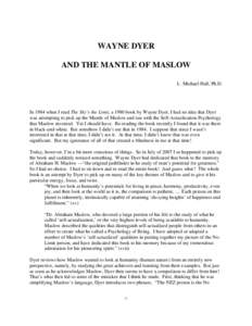 Microsoft Word - Wayne Dyer and Maslow.doc