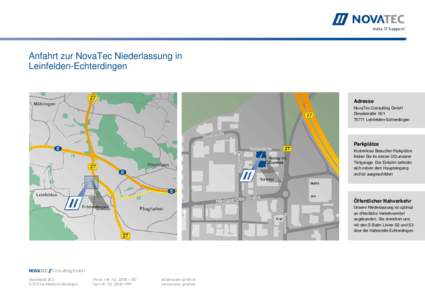 Anfahrt zur NovaTec Niederlassung in Leinfelden-Echterdingen Adresse NovaTec Consulting GmbH Dieselstraße 18/1