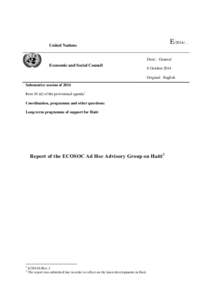 E/2014/…  United Nations Distr.: General