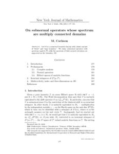 New York Journal of Mathematics New York J. Math. 17a–191. On subnormal operators whose spectrum are multiply connected domains M. Carlsson