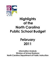2011 Highlights NC Public School Budget