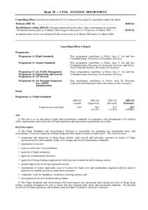 Head 28 — CIVIL AVIATION DEPARTMENT Controlling officer: the Director-General of Civil Aviation will account for expenditure under this Head. Estimate 2002−03..........................................................