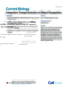 Report  Integration Trumps Selection in Object Recognition Highlights d