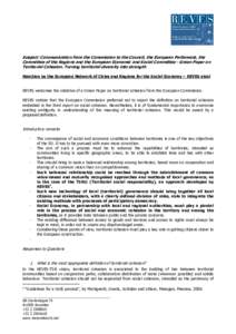 Subject: Communication from the Commission to the Council, the European Parliament, the Committee of the Regions and the European Economic and Social Committee - Green Paper on Territorial Cohesion. Turning territorial d
