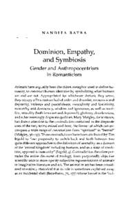 NANDITA BATRA  Dominion, Empathy, and Symbiosis Gender and Anthropocentrism in Romanticism