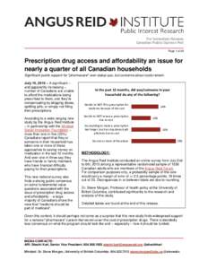 For Immediate Release Canadian Public Opinion Poll Page 1 of 28 Prescription drug access and affordability an issue for nearly a quarter of all Canadian households