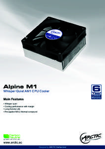 Alpine M1 Whisper Quiet AM1 CPU Cooler 6  Year