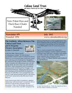 New Poker Run and Duck Race Chairs Needed Newsletter #79 Founded 1976
