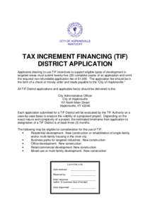 Tax Increment Finance District Application