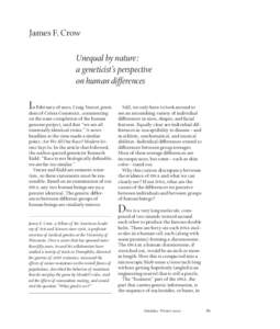 James F. Crow Unequal by nature: a geneticist’s perspective on human differences  I