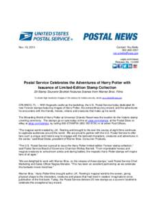 Postal markings / Postal system / Stamp collecting / The Wizarding World of Harry Potter / Harry Potter / Postage stamp / United States Postal Service / Postmark / Cancellation / Philately / Cultural history / Collecting