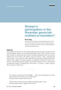 Women.s participation in the Rwandan genocide: mothers or monsters?