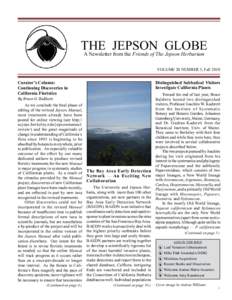 THE JEPSON GLOBE A Newsletter from the Friends of The Jepson Herbarium VOLUME 20 NUMBER 3, Fall 2010