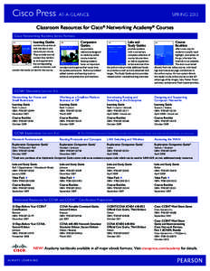 Cisco Press AT-A-GLANCE	  SPRING 2013 Classroom Resources for Cisco® Networking Academy ® Courses Cisco Networking Academy Series Formats