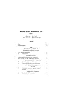 Human Rights Amendment Act 2001 Public Act Date of assentNo 96