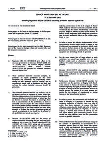 Council Regulation (EU) Noof 21 December 2012 amending Regulation (EU) Noconcerning restrictive measures against Iran
