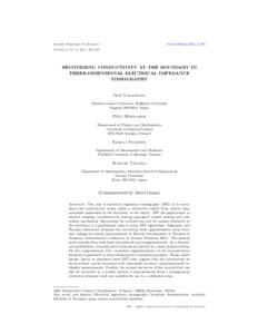 doi:ipiInverse Problems and Imaging Volume 5, No. 2, 2011, 485–510  RECOVERING CONDUCTIVITY AT THE BOUNDARY IN