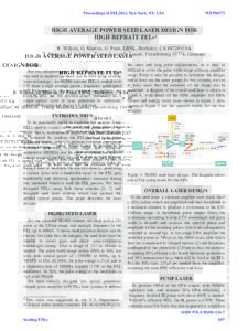 Proceedings of FEL2013, New York, NY, USA  WEPSO73 HIGH AVERAGE POWER SEED LASER DESIGN FOR HIGH REPRATE FELs