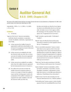 2005 Annual Report of the Office of the Auditor General of Ontario: Exhibit 4: Auditor General Act