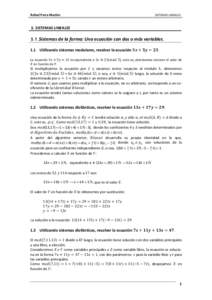 Rafael Parra Machío  SISTEMAS LINEALES 5. SISTEMAS LINEALESSistemas de la forma: Una ecuación con dos o más variables.