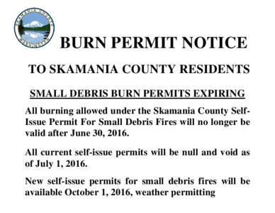 NOTICE TO SKAMANIA COUNTY RESIDENCE