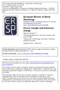 This article was downloaded by: [University of Hamburg] On: 19 March 2012, At: 03:24 Publisher: Psychology Press Informa Ltd Registered in England and Wales Registered Number: Registered office: Mortimer House, 3