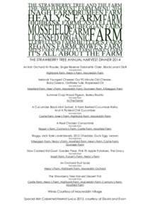 THE STRAWBERRY TREE ANNUAL HARVEST DINNER 2014 An Irish Orchard Kir Royale, Single Reserve Dabinette Cider, Blackcurrant Distil Harvests from Highbank Farm, Healy’s Farm, Macreddin Farm