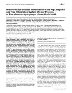 e -Xtra*  MPMI Vol. 19, No. 11, 2006, pp. 1193–1206. DOI: MPMIBioinformatics-Enabled Identification of the HrpL Regulon and Type III Secretion System Effector Proteins