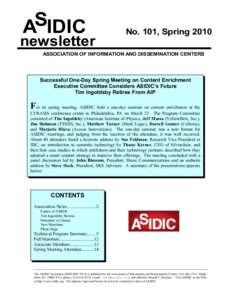 S A IDIC newsletter  No. 101, Spring 2010