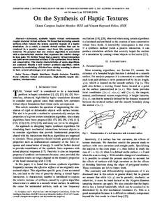 SUBMITTED APRIL 2, 2007 FOR PUBLICATION IN THE IEEE T. ON ROBOTICS, REVISED SEPT 18, 2007. ACCEPTED ON MARCH 29, [removed]vol. 24, issue 3, pp[removed])