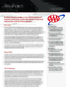 CASE STUDY  RedPoint Global provides a rock-solid foundation of accurate, timely data to help AAA deepen its personal relationships with 55 million members. Overview