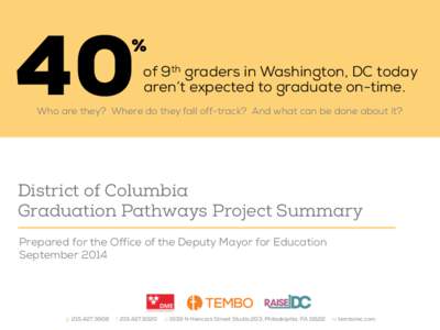 40  % of 9th graders in Washington, DC today aren’t expected to graduate on-time.
